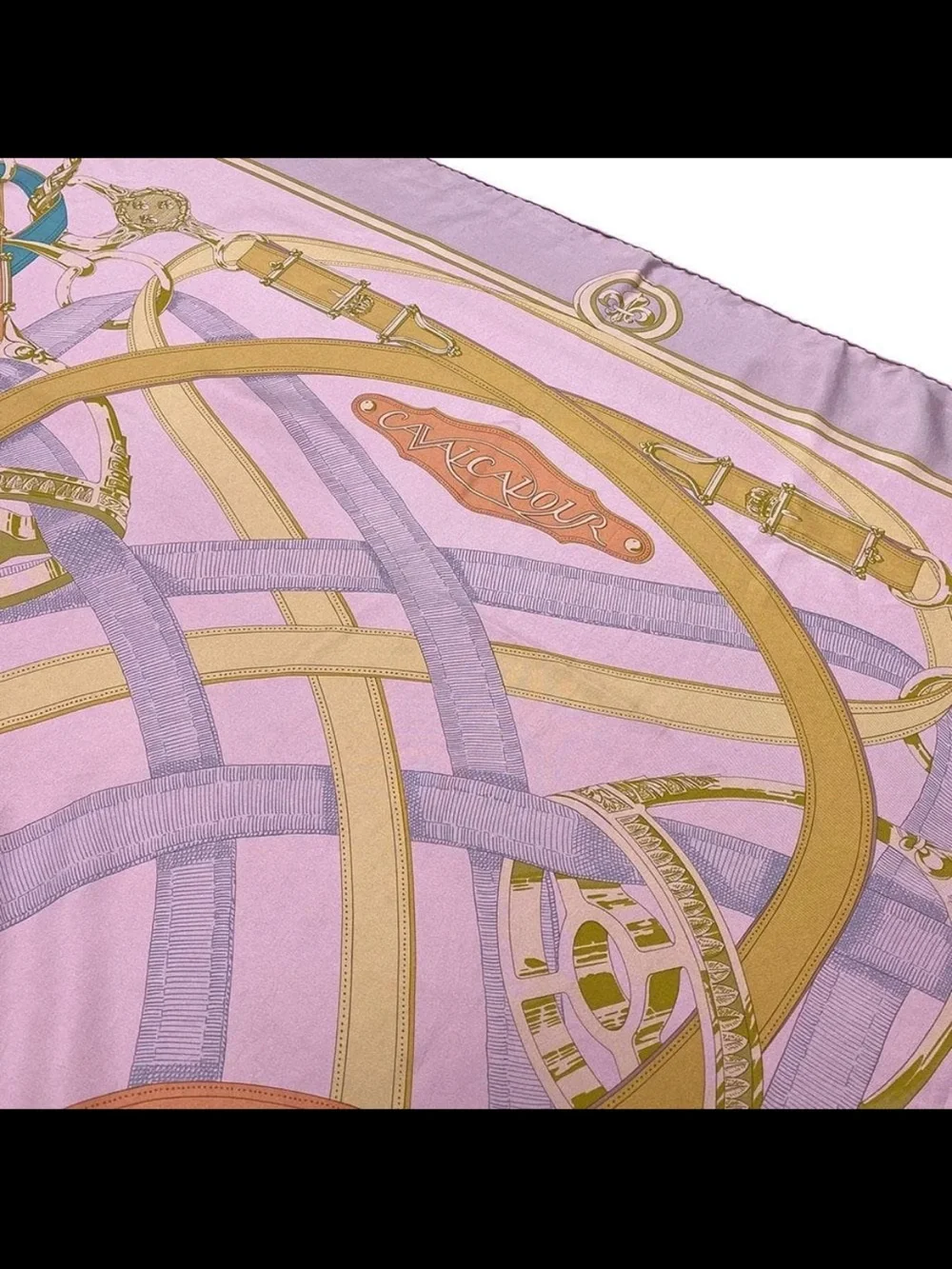 Hermès Paris Silk Scarf - Pink with Teal & Gold Equine Motif